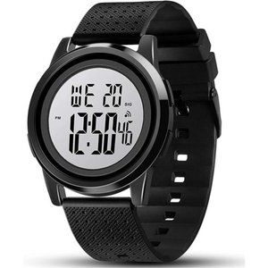 Men's Digital Watch Ultra-Thin Waterproof Watch Stainless Steel Wrist Watch